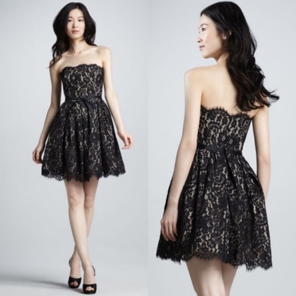 Robert Rodriguez Strapless Lace Mini Dress